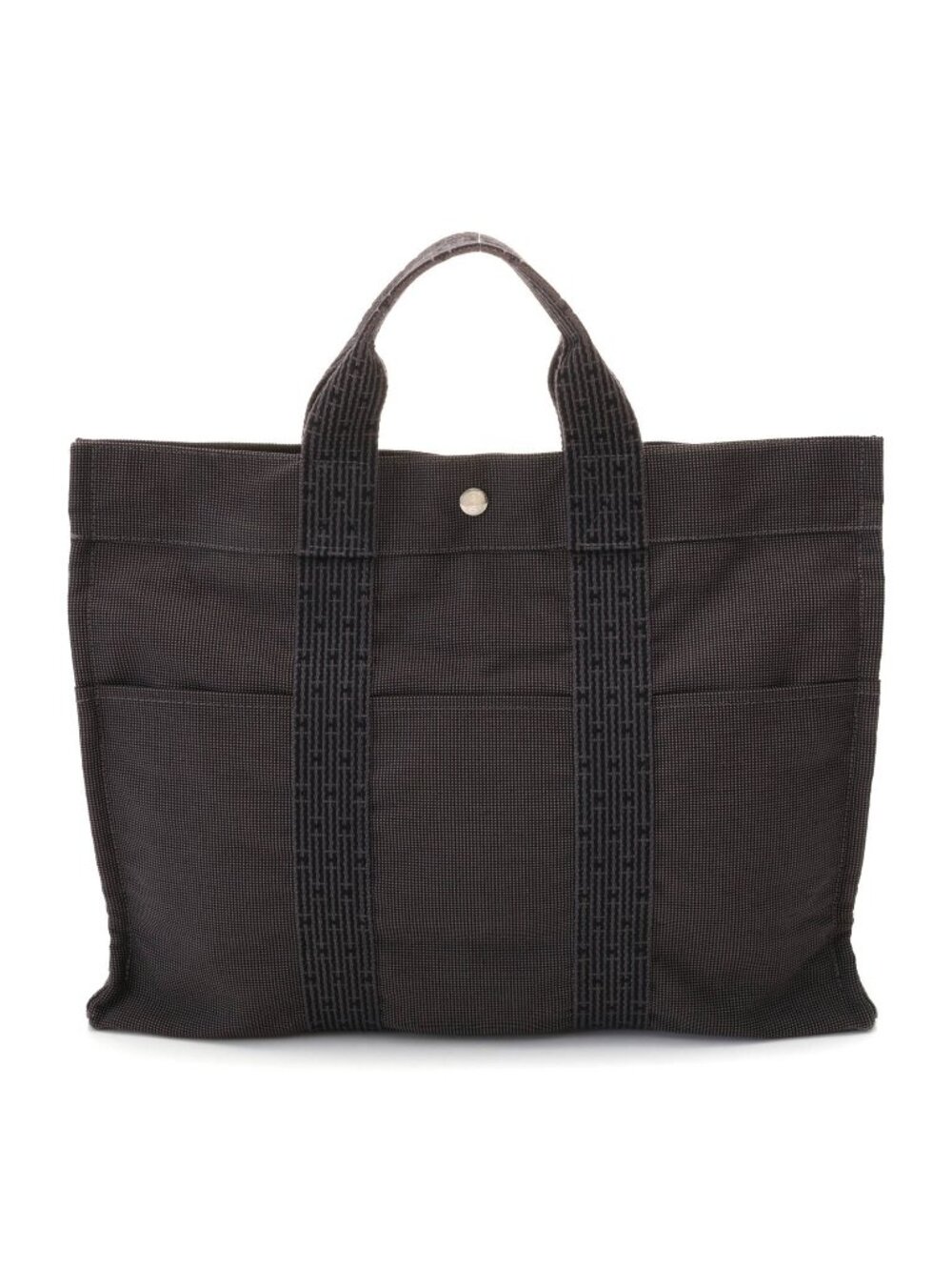 Hermes Herline Tote Bag MM Gray Silver Canvas
